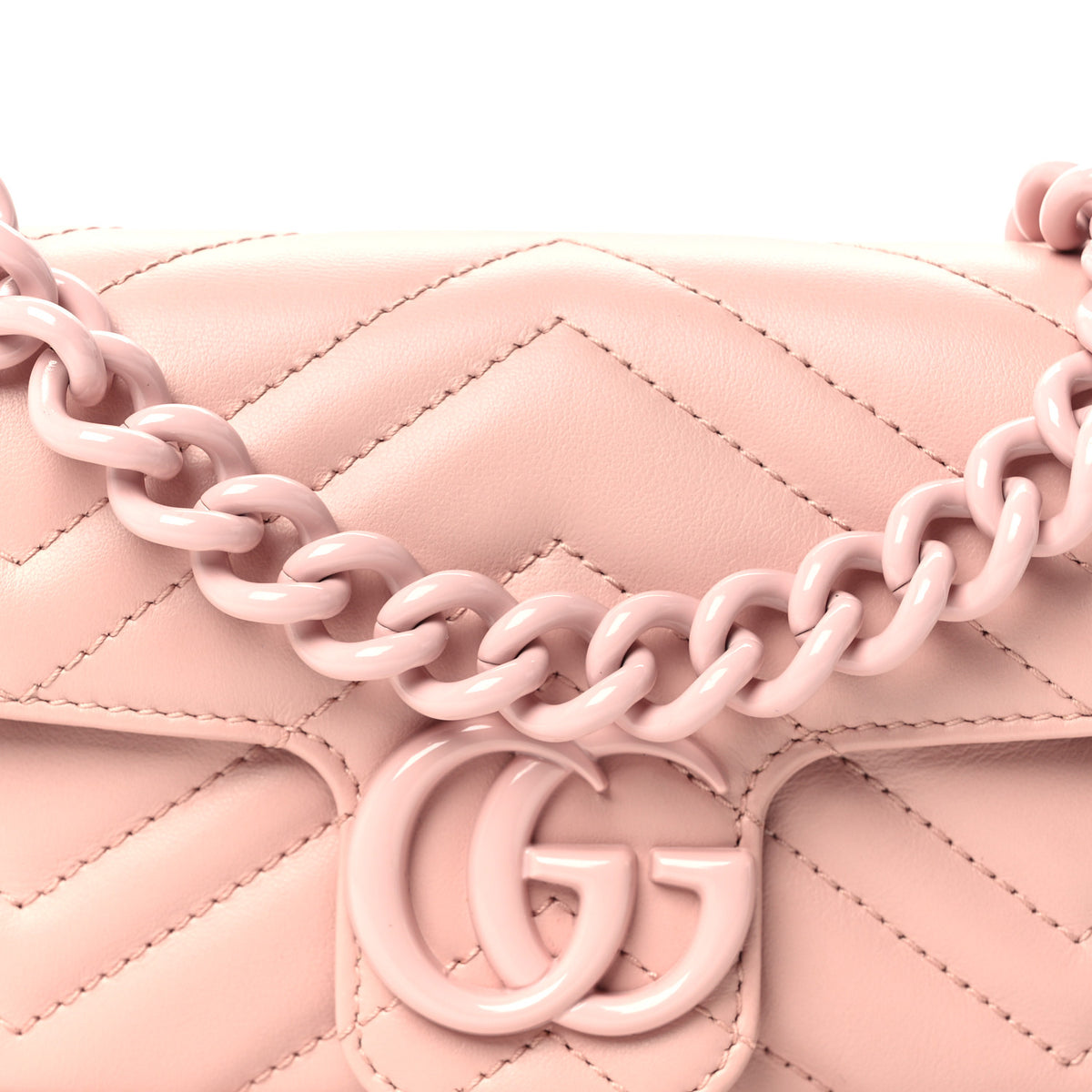 Gucci Calfskin Matelasse Monochrome GG Marmont Chain Belt Bag Perfect Pink 8 of 10