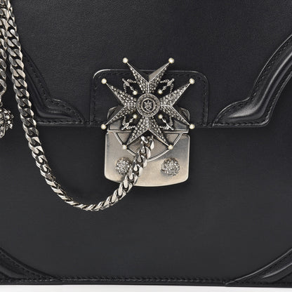 Alexander McQueen Calfskin Chain Flower Satchel Black 8 of 10