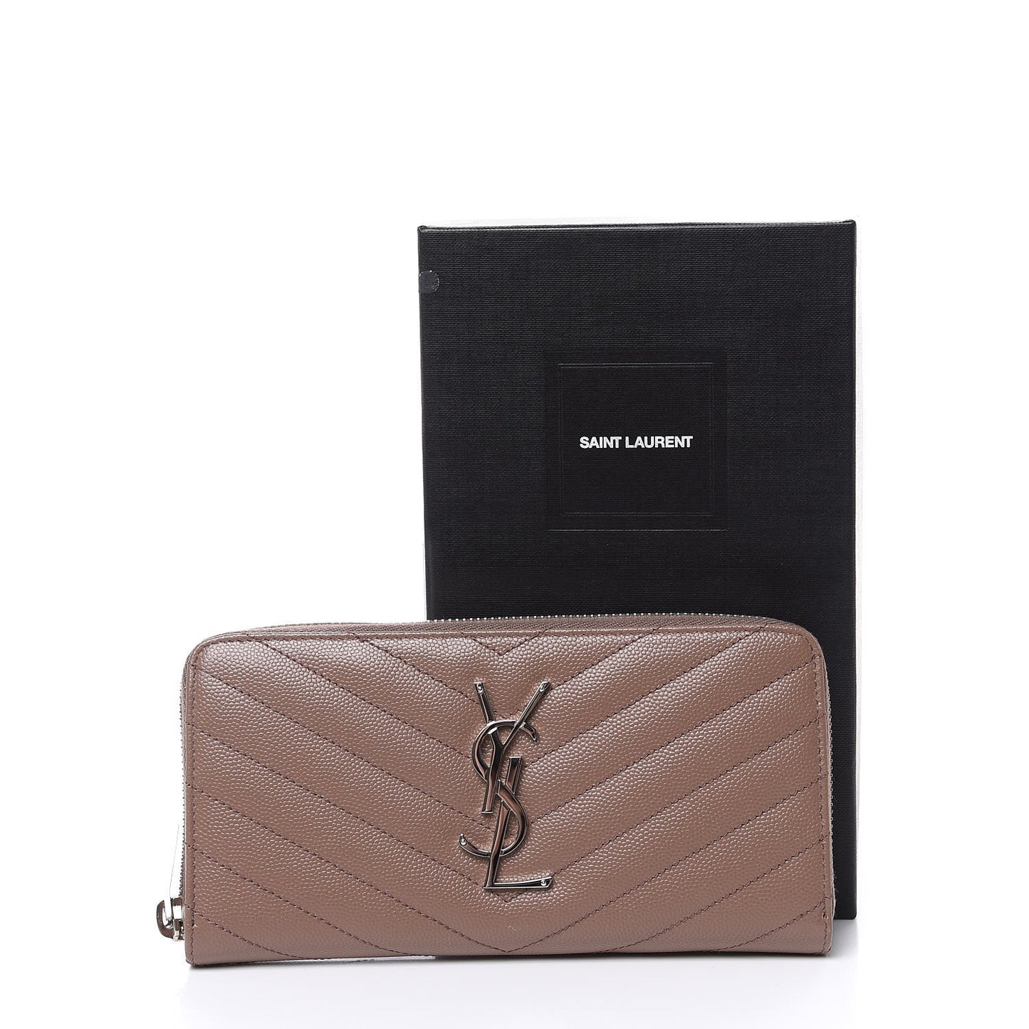 Grain De Poudre Matelasse Chevron Monogram Zip Around Wallet Fard