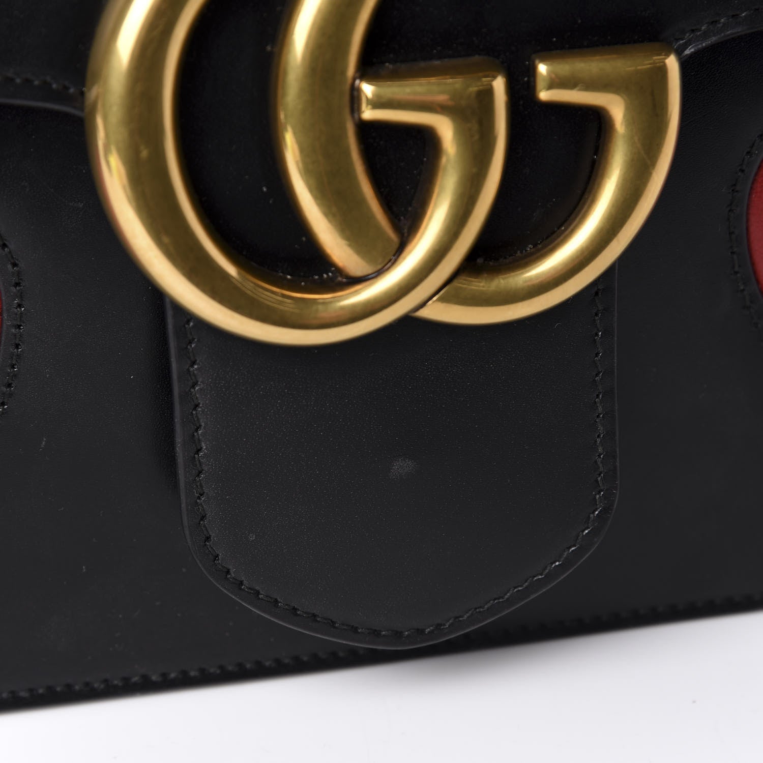 Gucci Knight Calfskin Malaga Kid Heart Medium GG Marmont Chain Handle Bag Black Hibiscus Red Multicolor 13 of 16