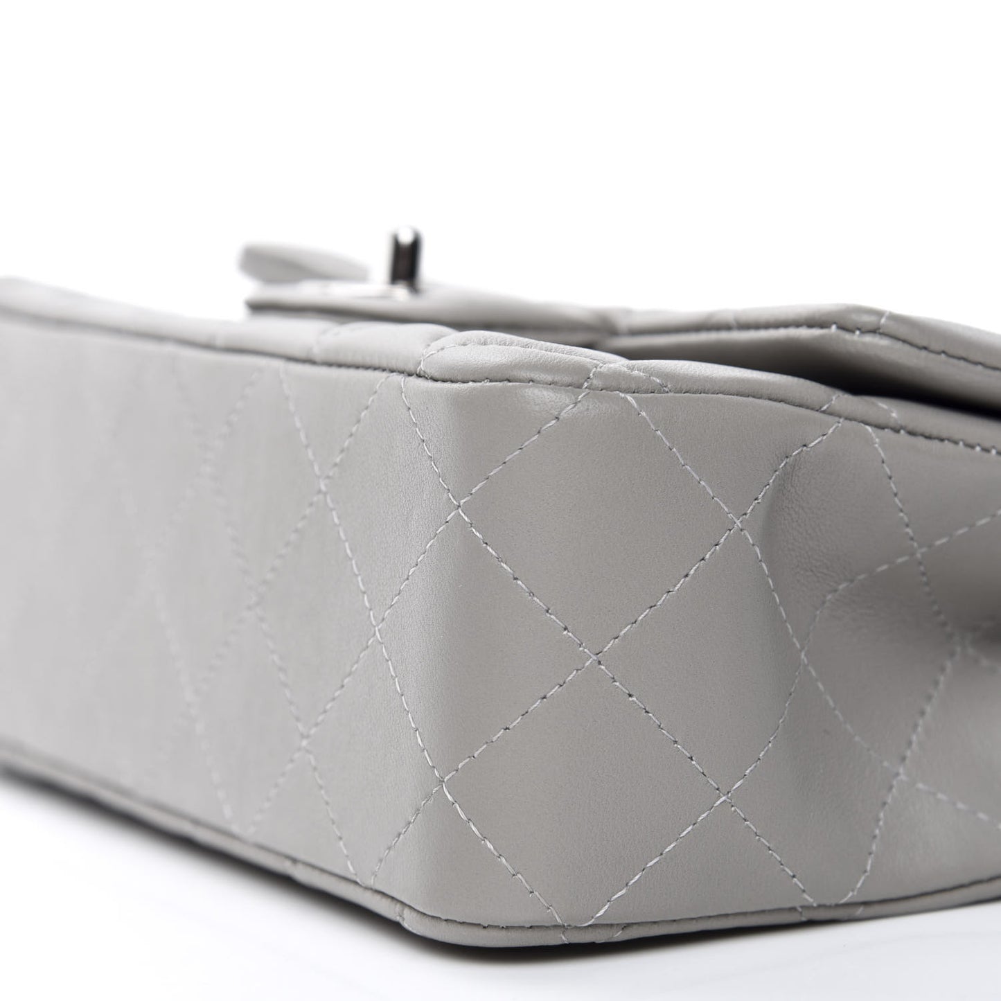 Lambskin Quilted Mini Rectangular Flap Grey