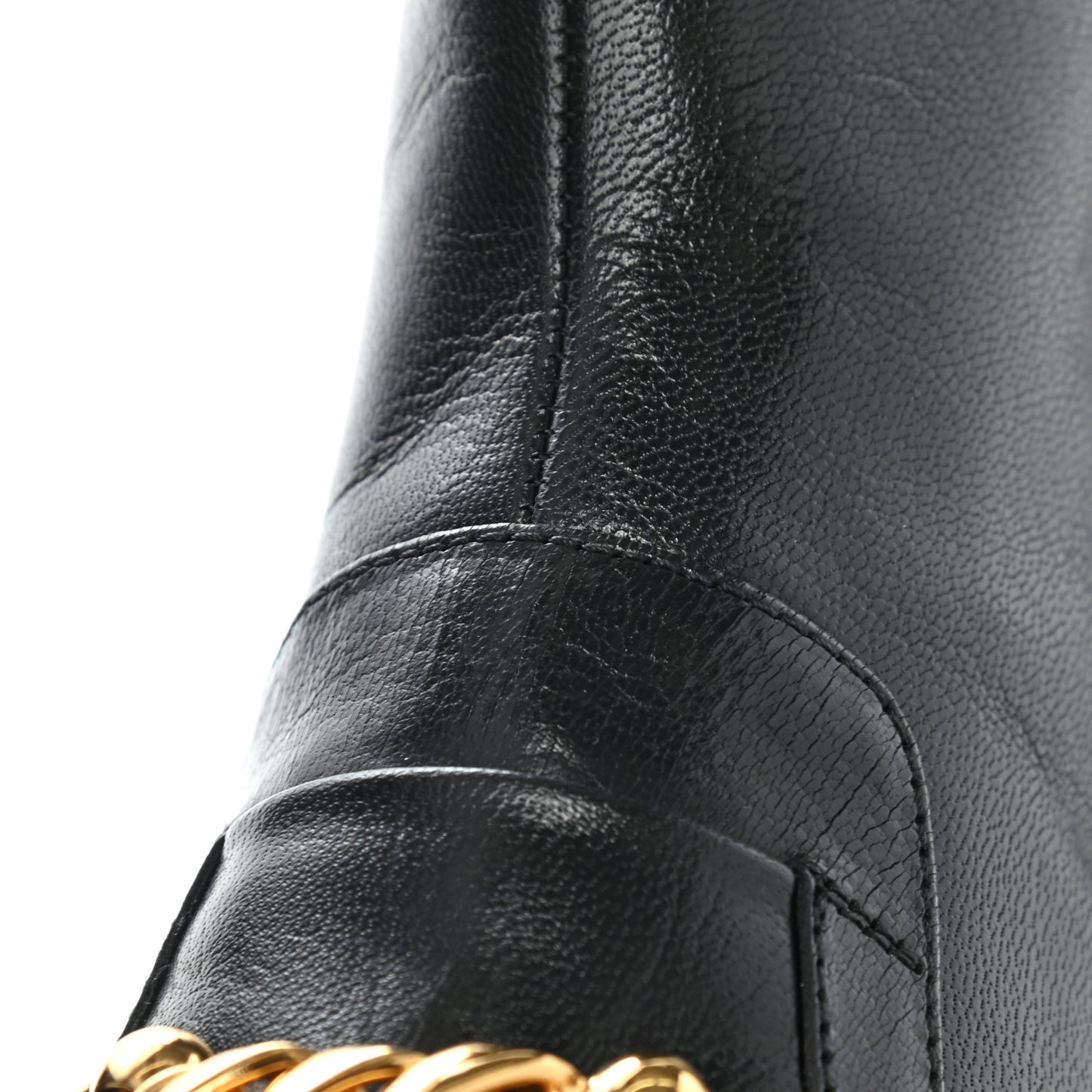 Goatskin Kitten Chain Horsebit Ankle Boots 39.5 Black