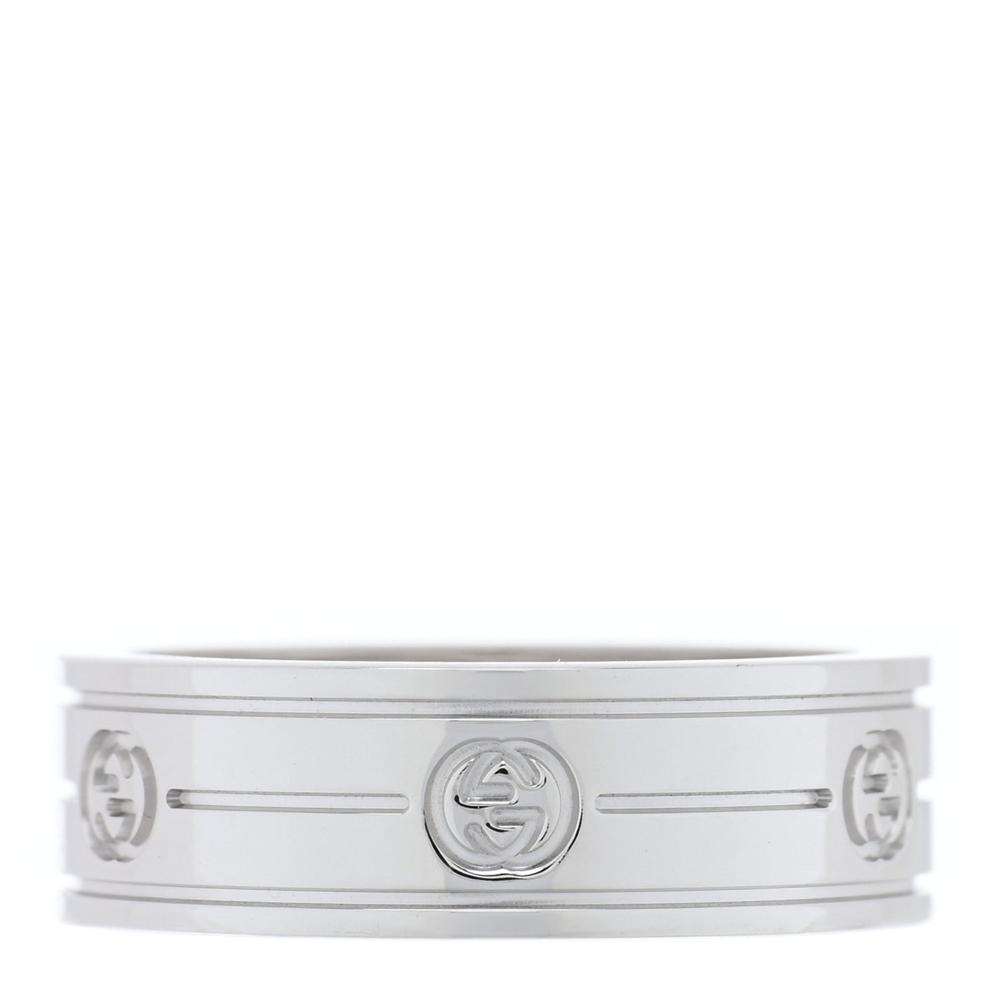 18K White Gold Interlocking G Band Ring 54 6.75