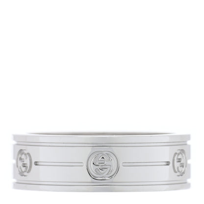 Gucci 18K White Gold Interlocking G Band Ring 54 6.75 1 of 4