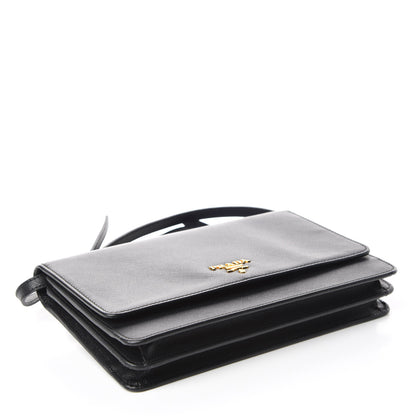 Prada Saffiano Metal Flap Wallet With Strap Black 4 of 10