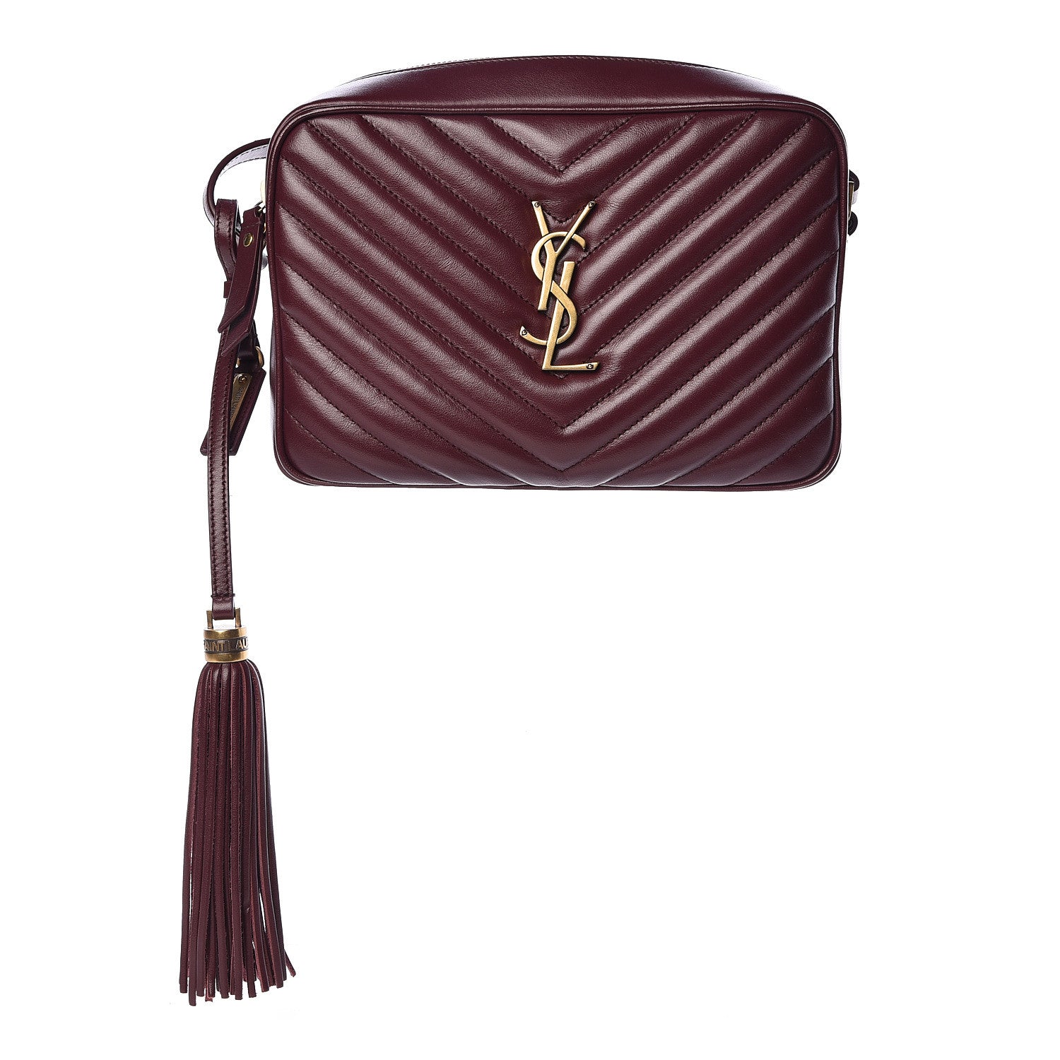Saint Laurent Calfskin Matelasse Monogram Lou Camera Bag Dark Legion Red 1 of 10