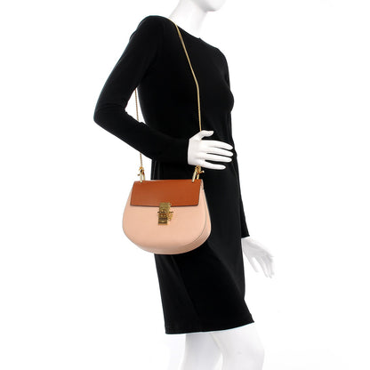 Chloe Grained Calfskin Lambskin Drew Shoulder Bag Powder Beige Caramel 2 of 6