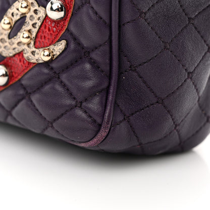 Dolce & Gabbana Lambskin Watersnake Embellished Lucia Shoulder Bag Purple 15 of 19