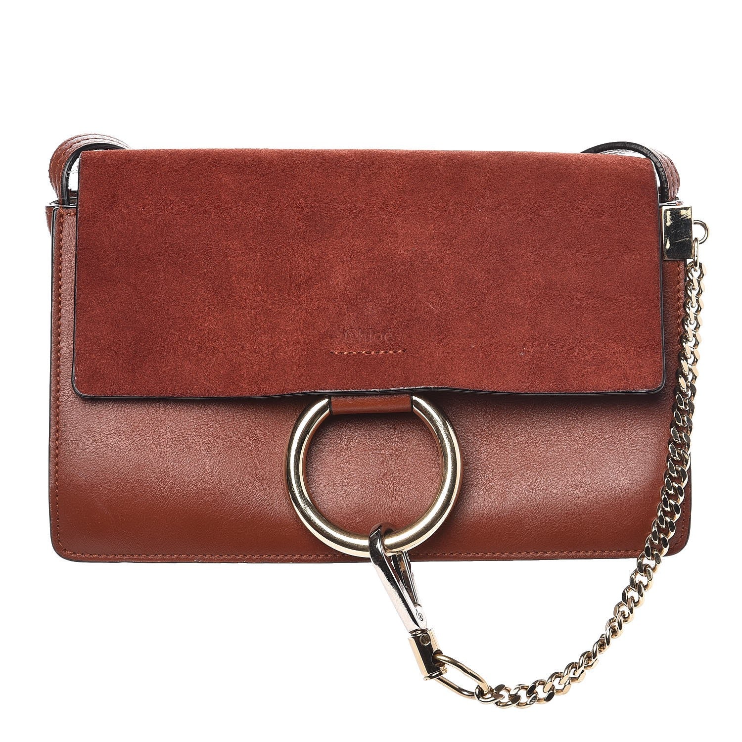 Chloe Suede Calfskin Small Faye Shoulder Bag Saffron Red 1 of 11
