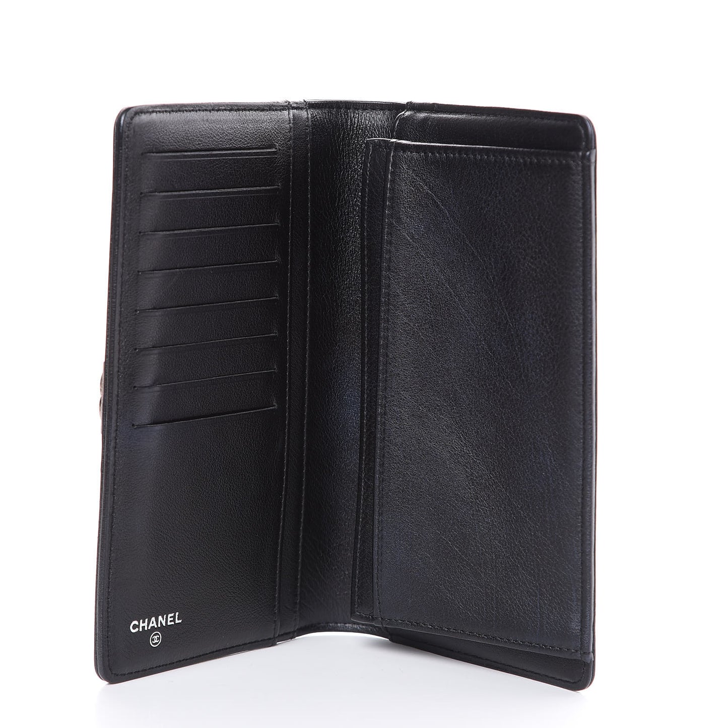 Calfskin Quilted Boy Yen Wallet Black