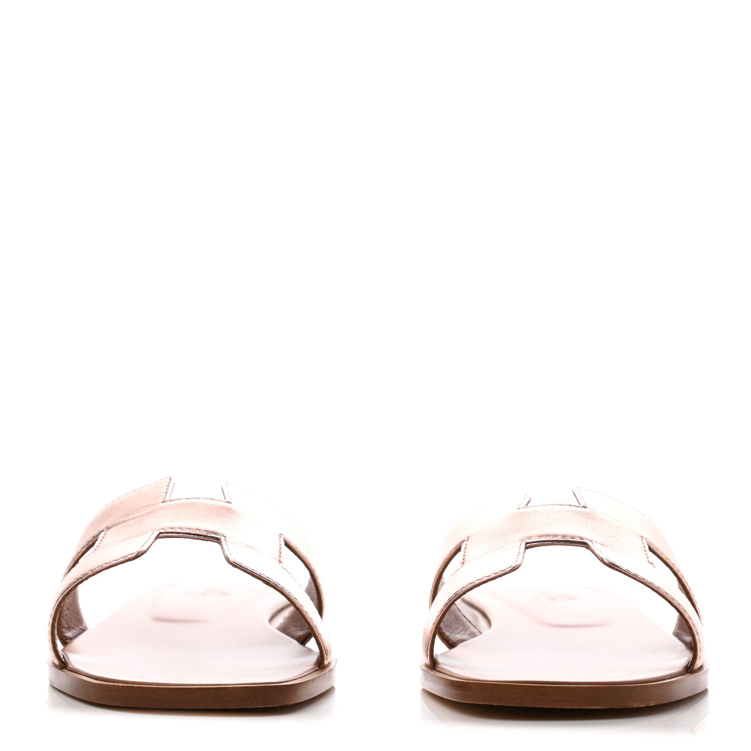 Hermes Metallic Nappa Oran Sandals 38.5 Rose Dore 2 of 10