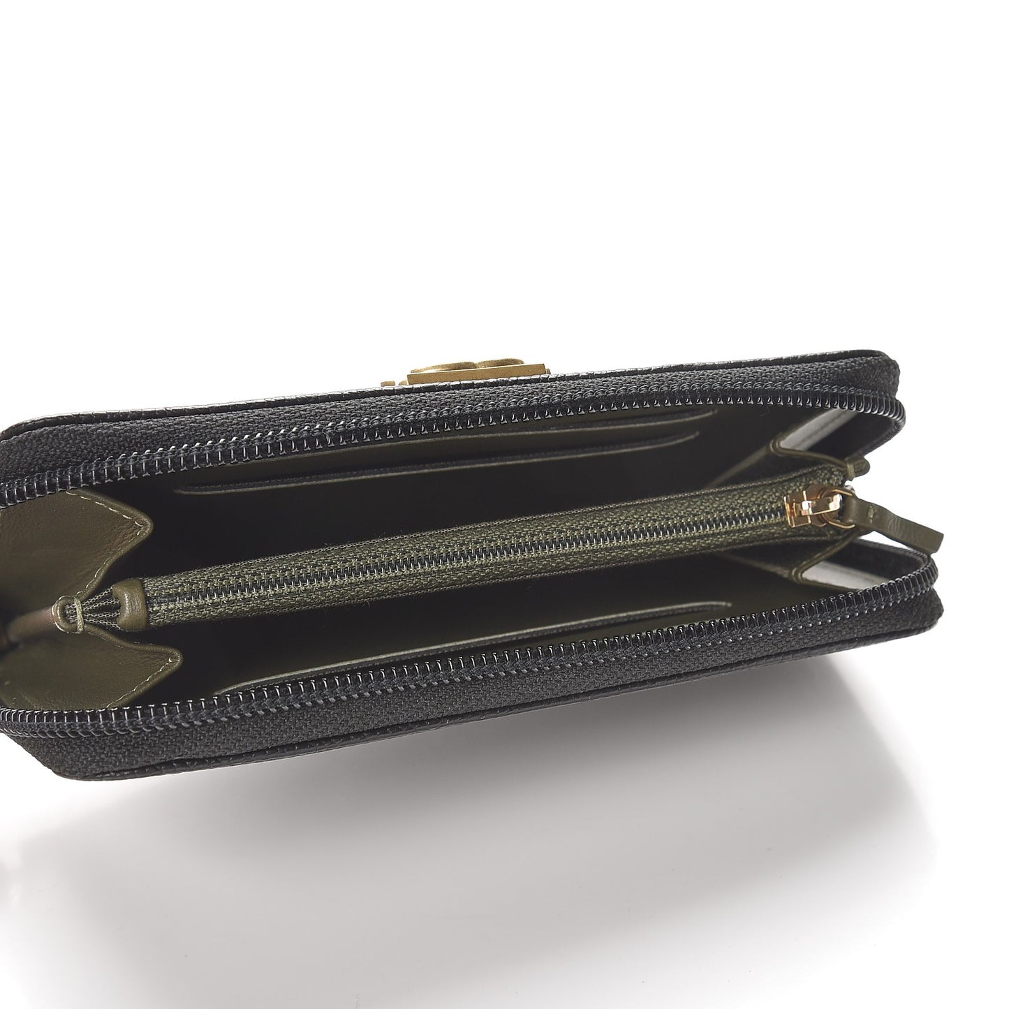 Caviar Quilted Boy Small Zip Around Wallet Black