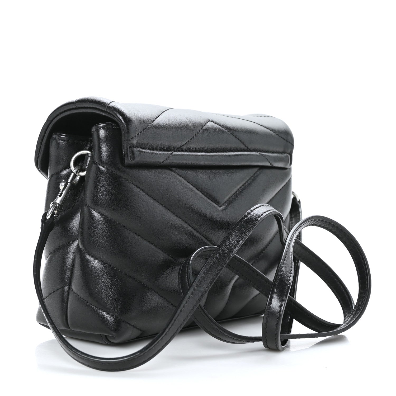 Saint Laurent Calfskin Y Quilted Monogram Toy Loulou Crossbody Bag Black 3 of 8