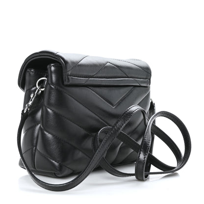 Saint Laurent Calfskin Y Quilted Monogram Toy Loulou Crossbody Bag Black 3 of 8