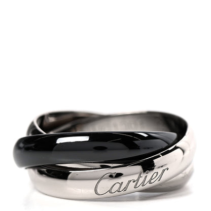 Cartier 18K White Gold Black Ceramic Trinity Ring 49 4.75 6 of 6