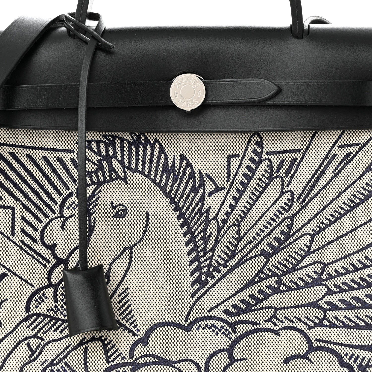 Hermes Vache Hunter Toile H Pegase Pop Herbag Zip Retourne 31 PM Bleu Indigo Ecru Black 9 of 12