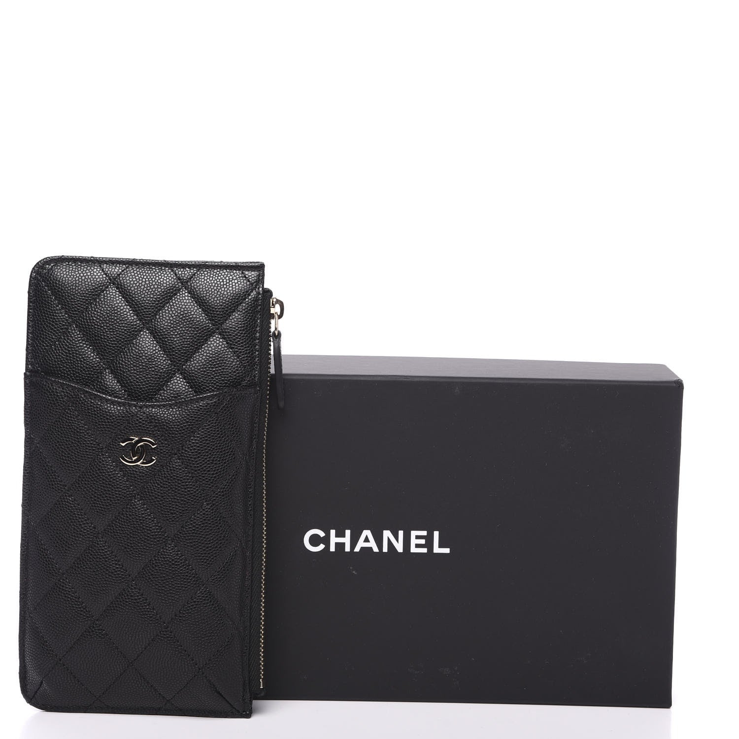 Chanel Caviar Quilted Classic Flat Wallet Pouch Black 7 of 7