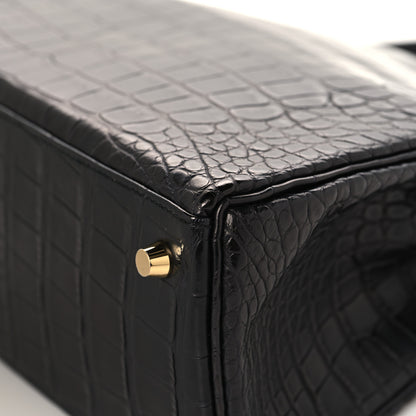Hermes Matte Alligator Kelly Retourne 28 Black 9 of 11