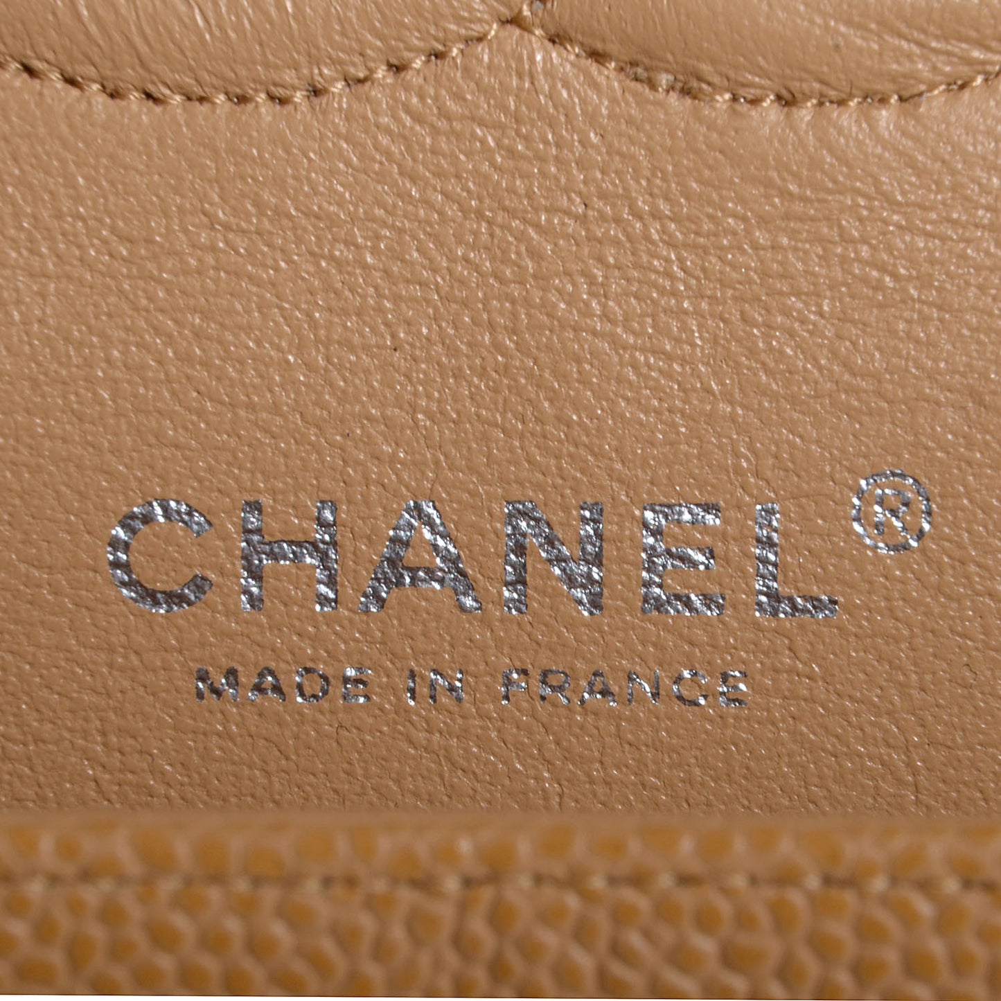 Caviar Quilted Medium Double Flap Beige