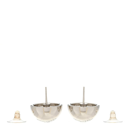 Chanel Metal Crystal CC Round Earrings Silver 3 of 5