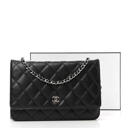 Chanel Lambskin Quilted Wallet On Chain WOC Black 13 of 13