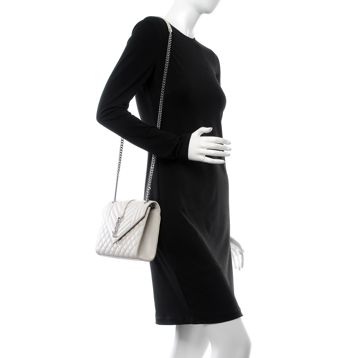 Saint Laurent Grain De Poudre Textured Mixed Matelasse Medium Triquilt Monogram Satchel Crema Soft 2 of 12
