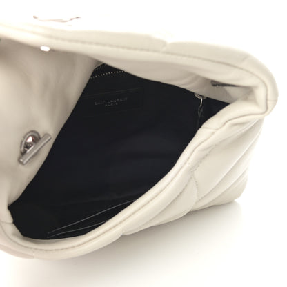 Saint Laurent Lambskin Quilted Toy Loulou Puffer Monogram Chain Satchel Blanc Vintage 5 of 12