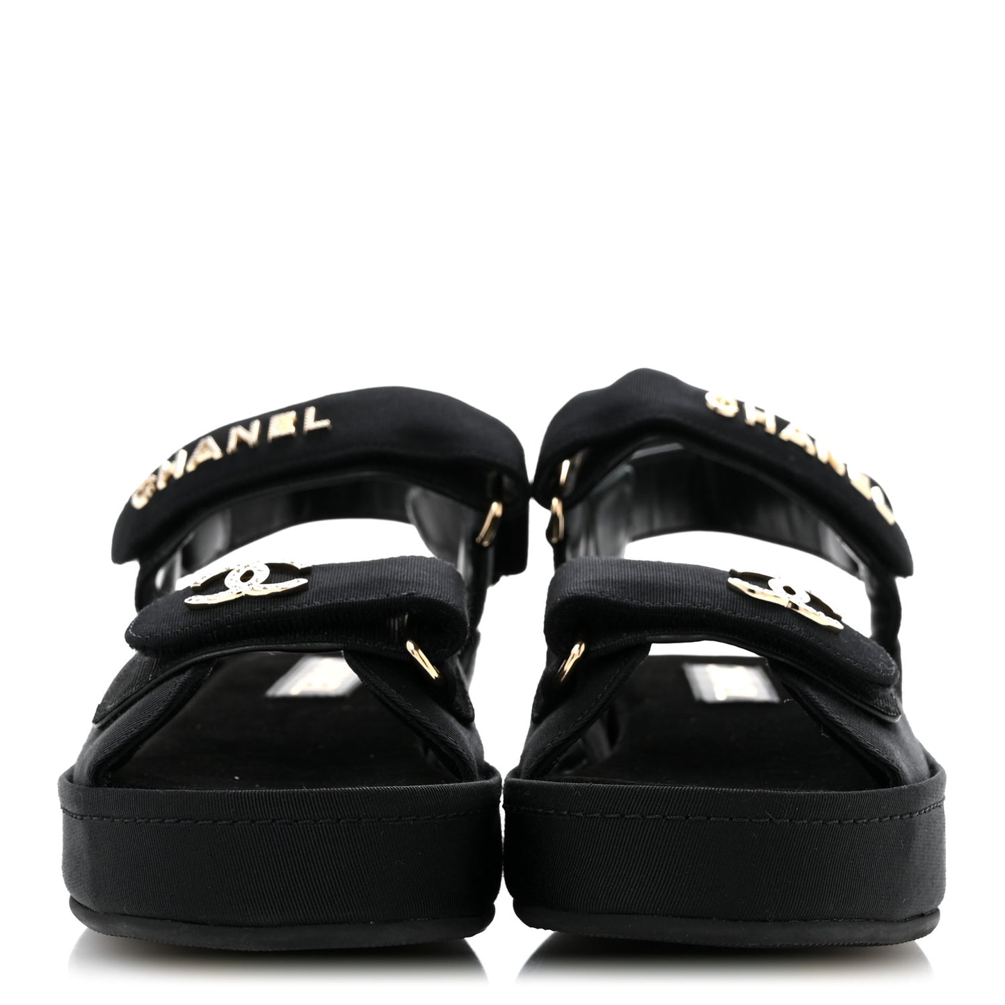 Grosgrain Crystal Logo Platform Sandals 38 Black