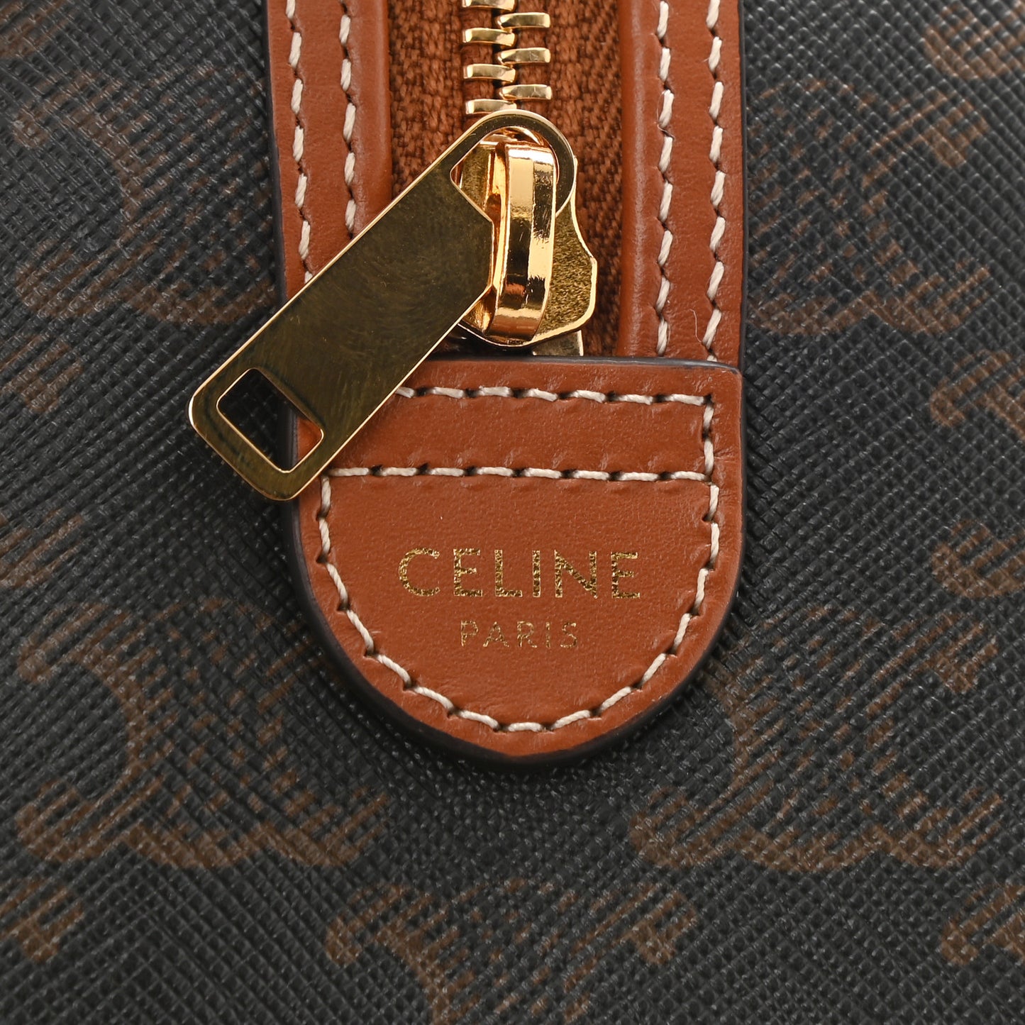 Triomphe Canvas Calfskin Small Boston Bag Tan