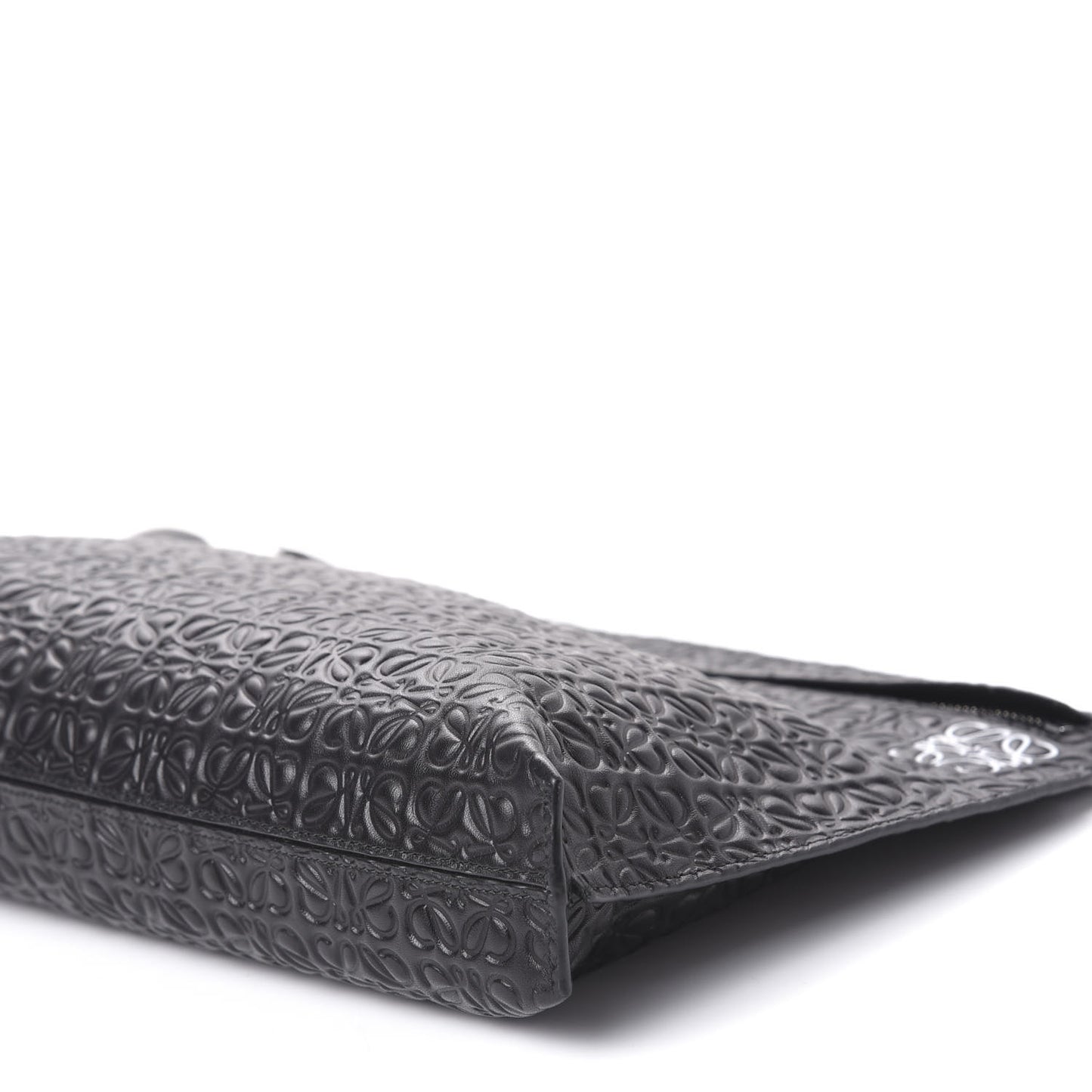 Calfskin Embossed Repeat T Pouch Black