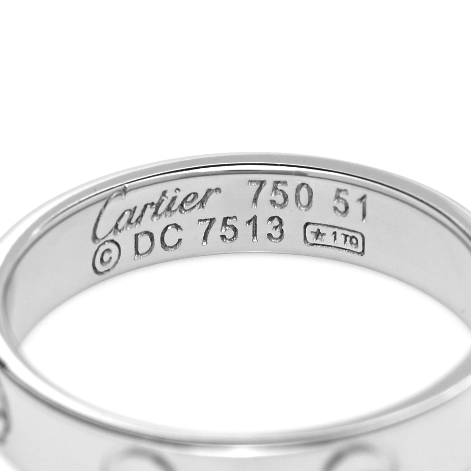 Cartier 18K White Gold 3.5mm LOVE Wedding Band Ring 51 5.75 4 of 4