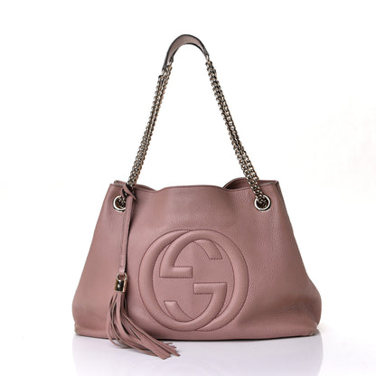 Gucci Pebbled Calfskin Medium Soho Chain Shoulder Bag Dark Cipria 1 of 7
