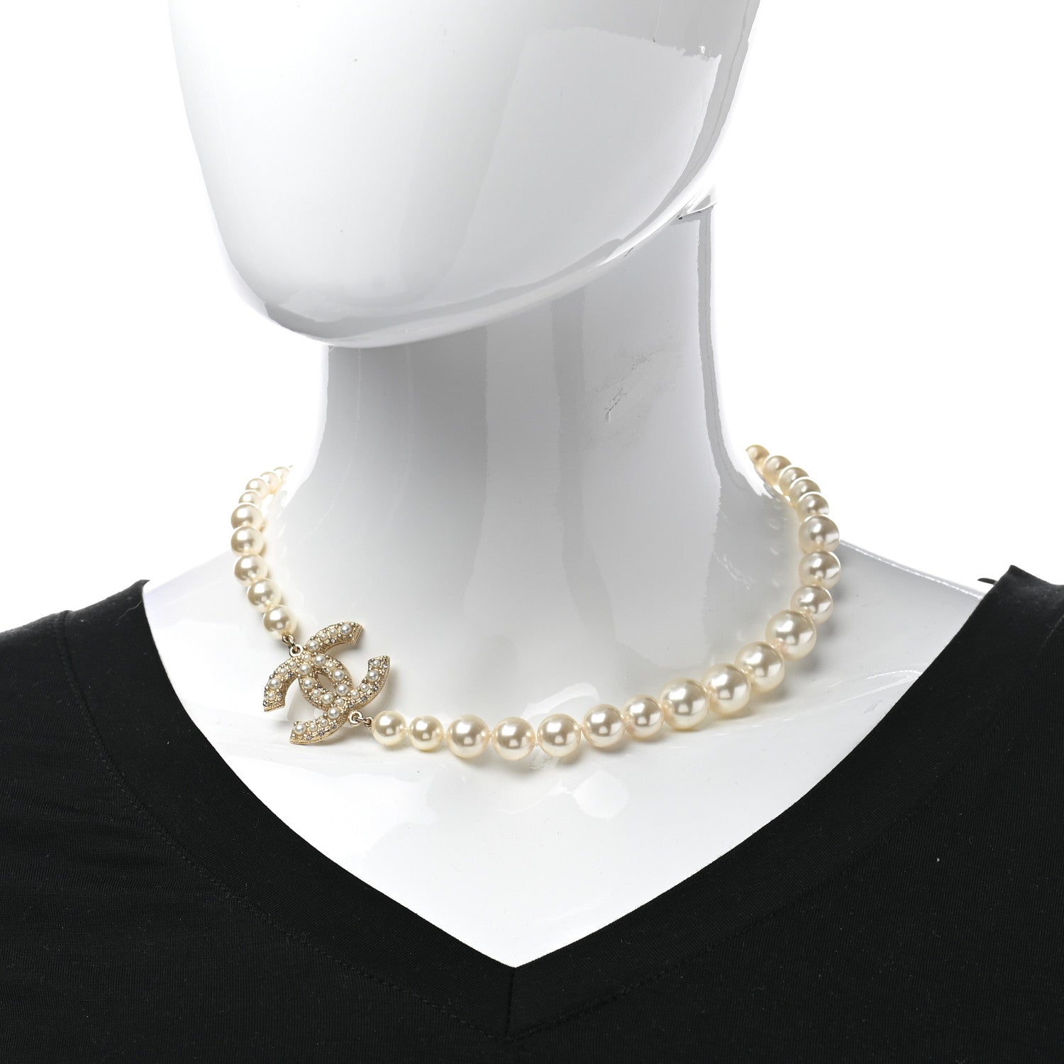 Chanel Pearl CC 100th Anniversary Necklace Light Gold 2 of 8