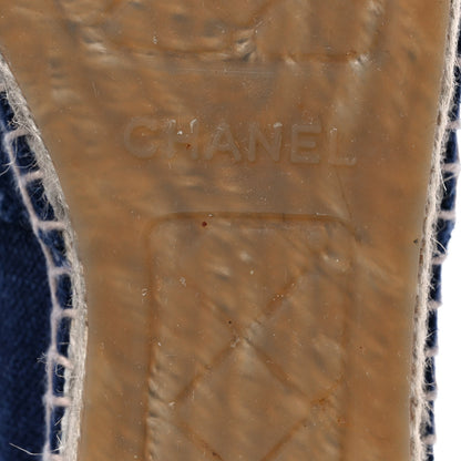 Chanel Denim Toile CC Espadrilles 37 Navy Black 6 of 9