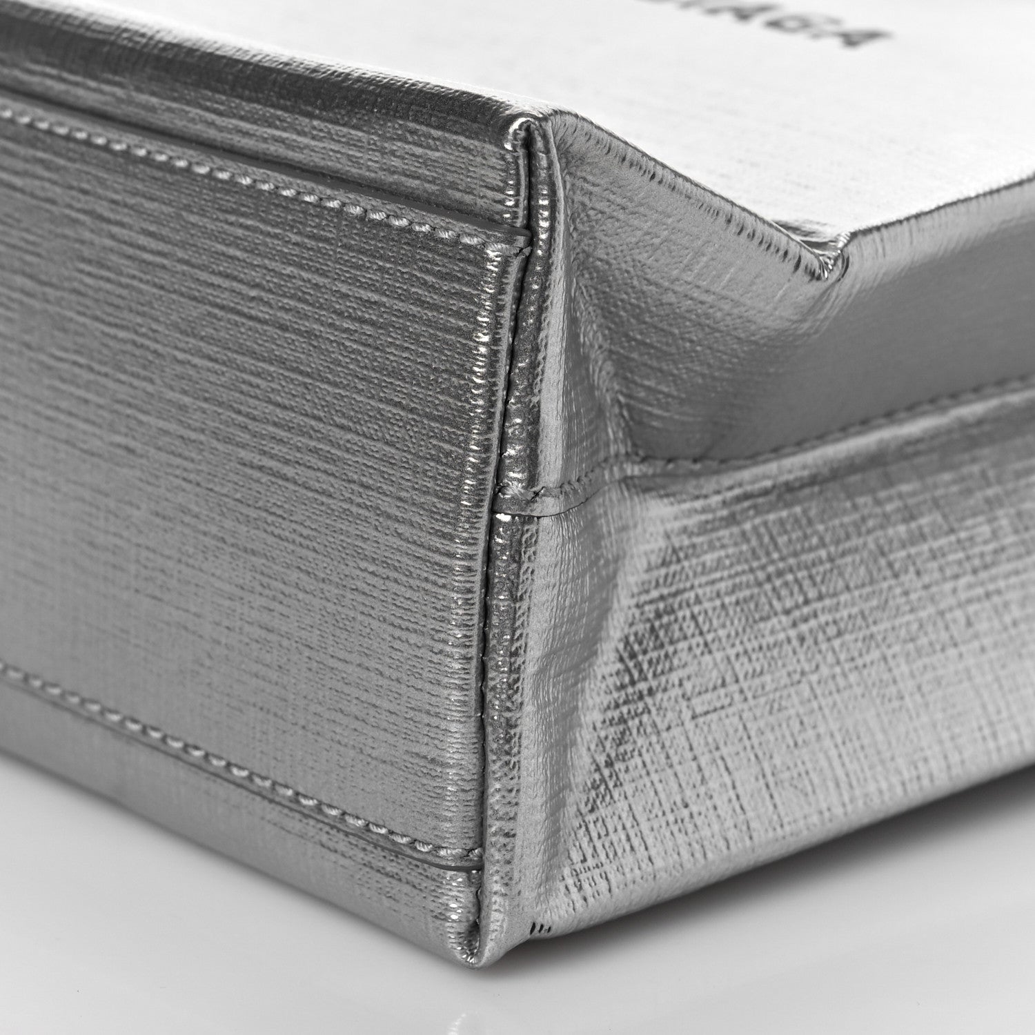 Balenciaga Metallic Squared Calfskin Logo North South Shopper Tote XXS Silver 8 of 9