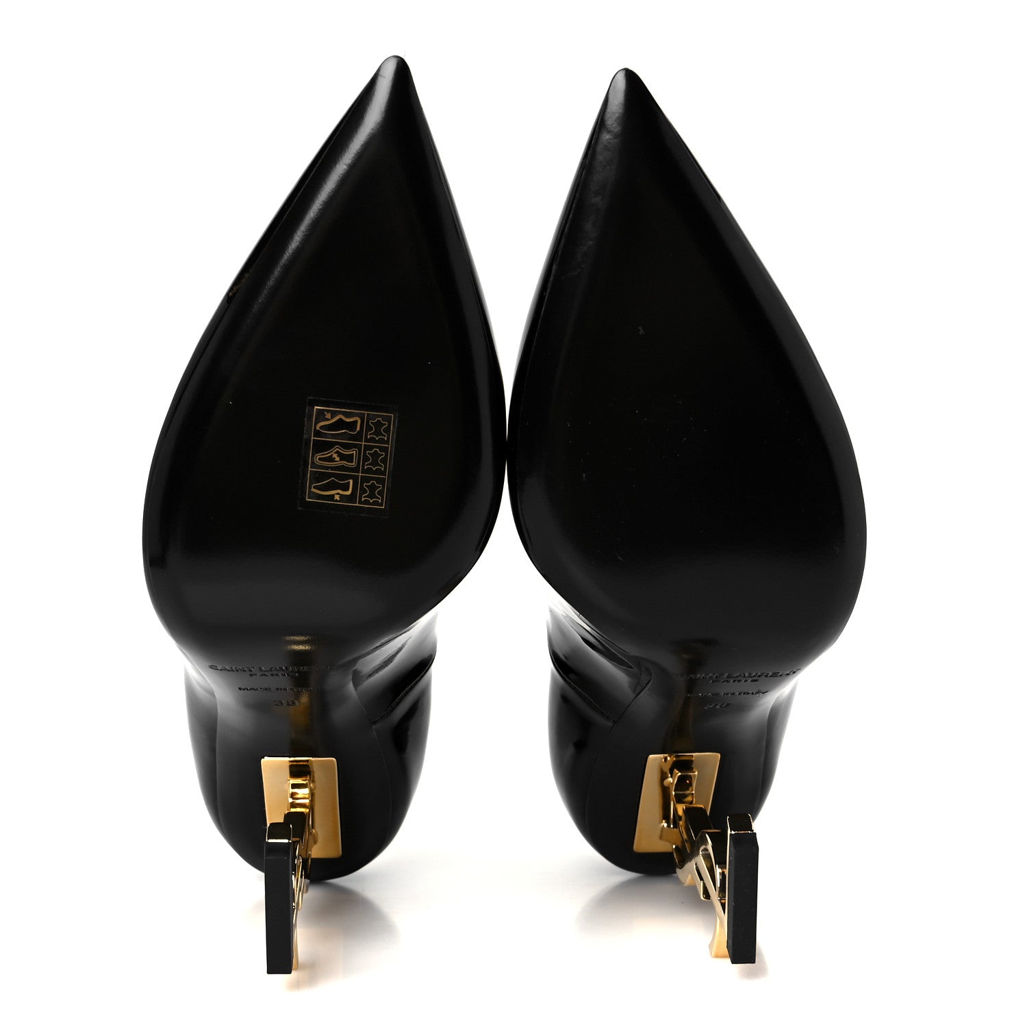 Saint Laurent Patent Opyum 110 Pumps 38 Black Gold 6 of 10