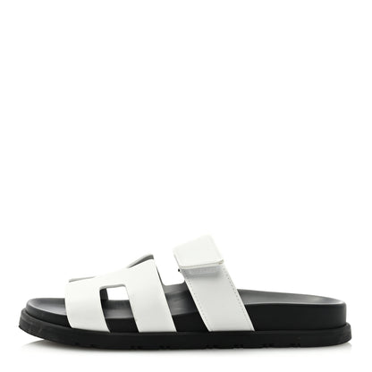 Hermes Calfskin Womens Chypre Sandals 37 White 1 of 8