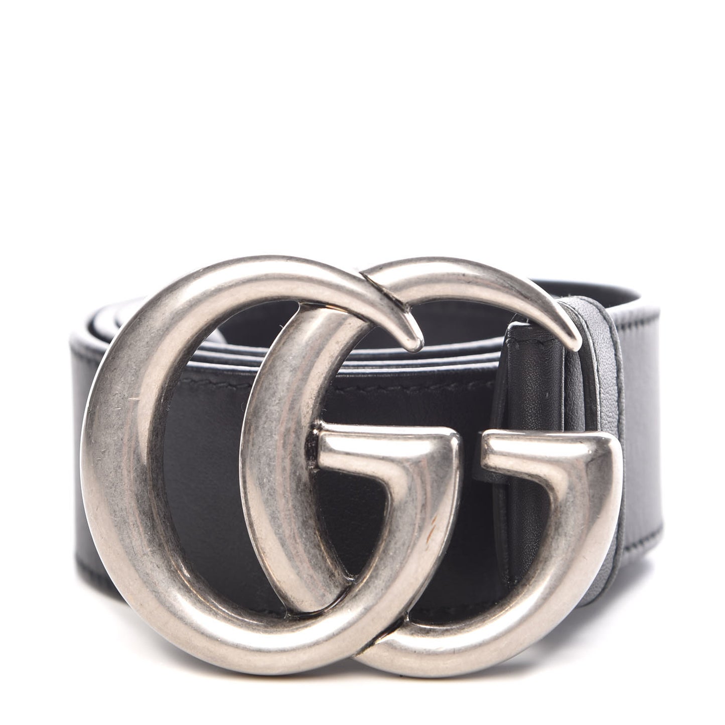 Moon Calfskin Nickel Double G 40mm Belt 80 32 Black