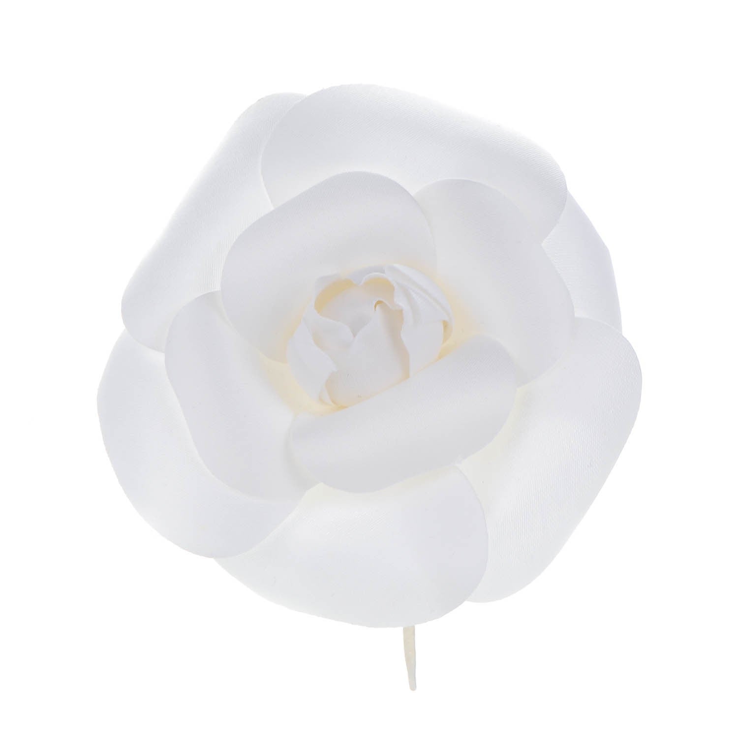 Chanel Crepe Satin Large Camellia Brooch Pin White 1 of 5