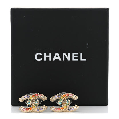 Chanel Crystal Over The Rainbow CC Earrings Gold Multicolor 5 of 5