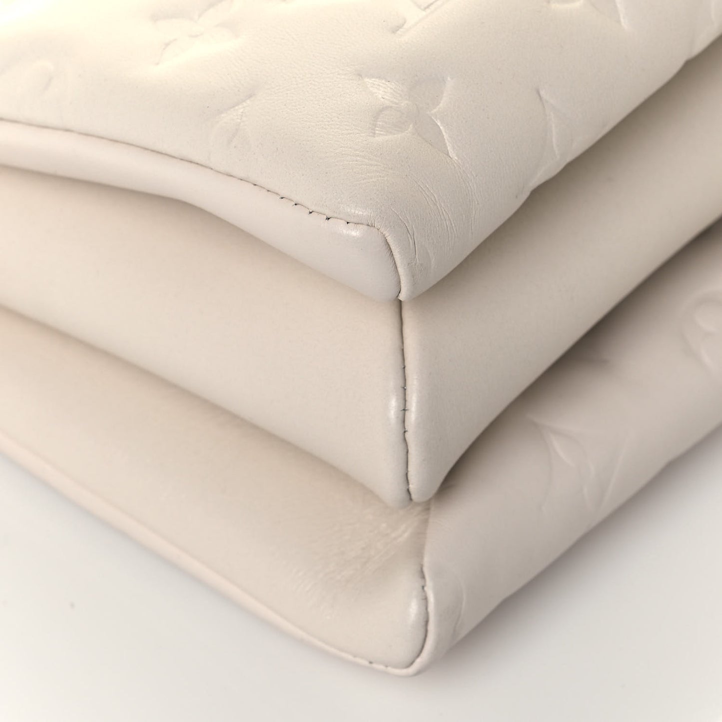 Lambskin Embossed Monogram Coussin PM Cream