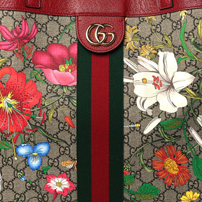 Gucci GG Supreme Monogram Flora Web Large Ophidia Tote Red 9 of 11