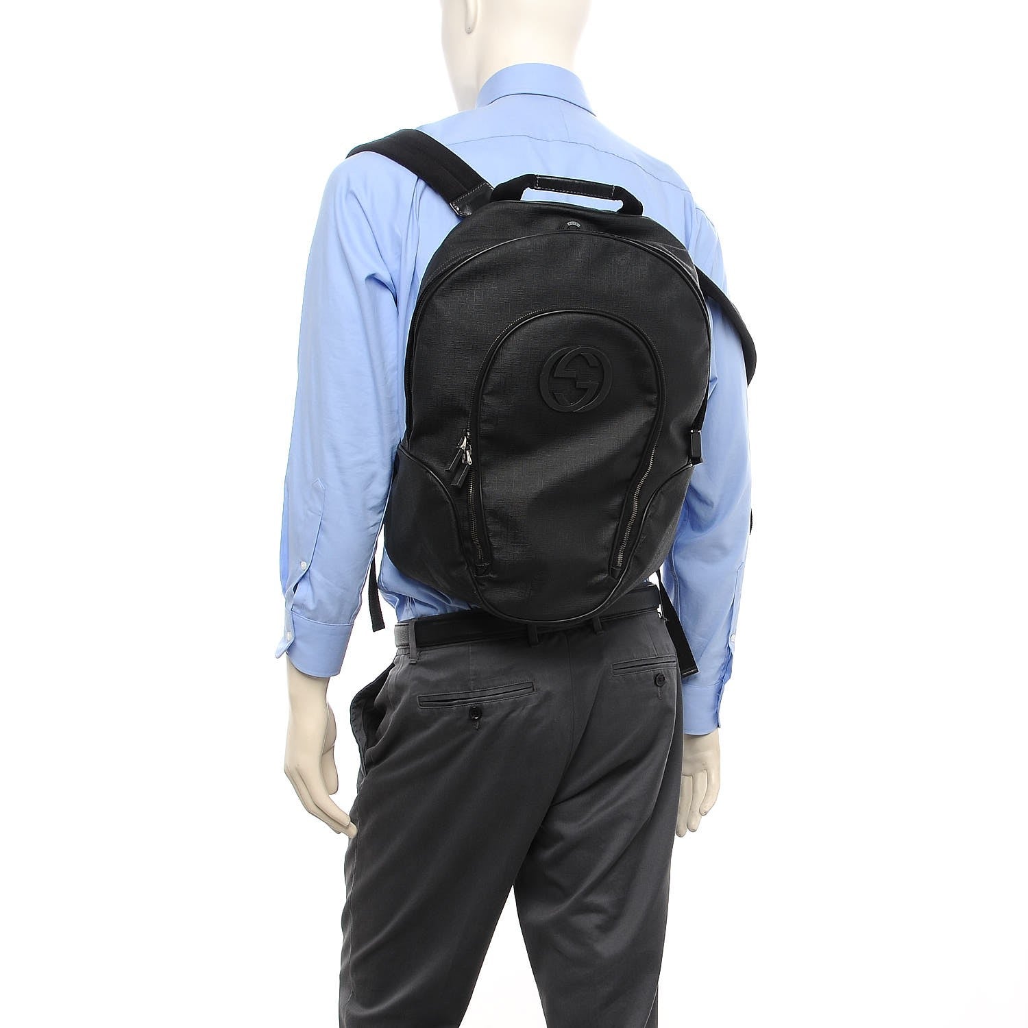 Gucci Coated Canvas Interlocking G Travel Backpack Black 2 of 8