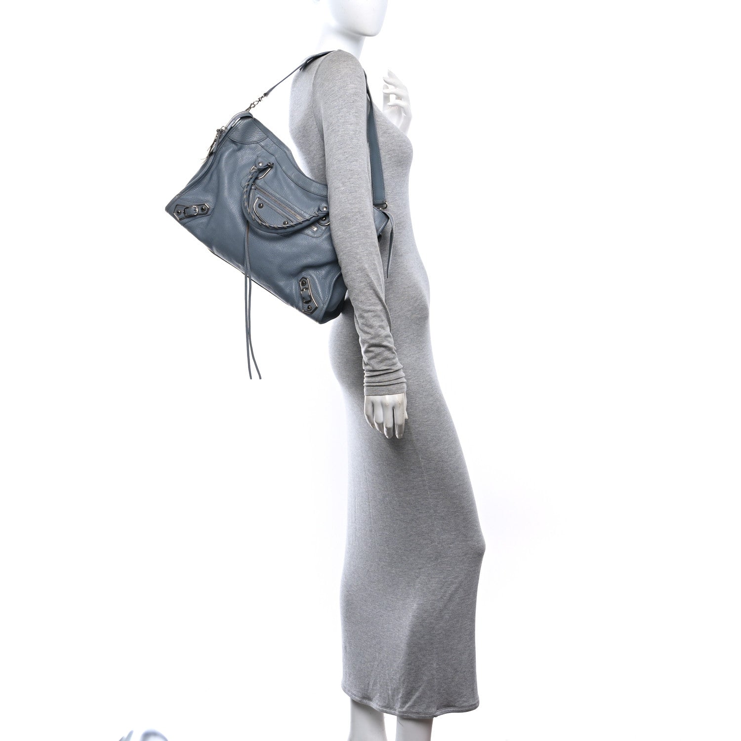 Balenciaga Chevre Silver Metallic Edge Hardware City Bleu Acier 2 of 10