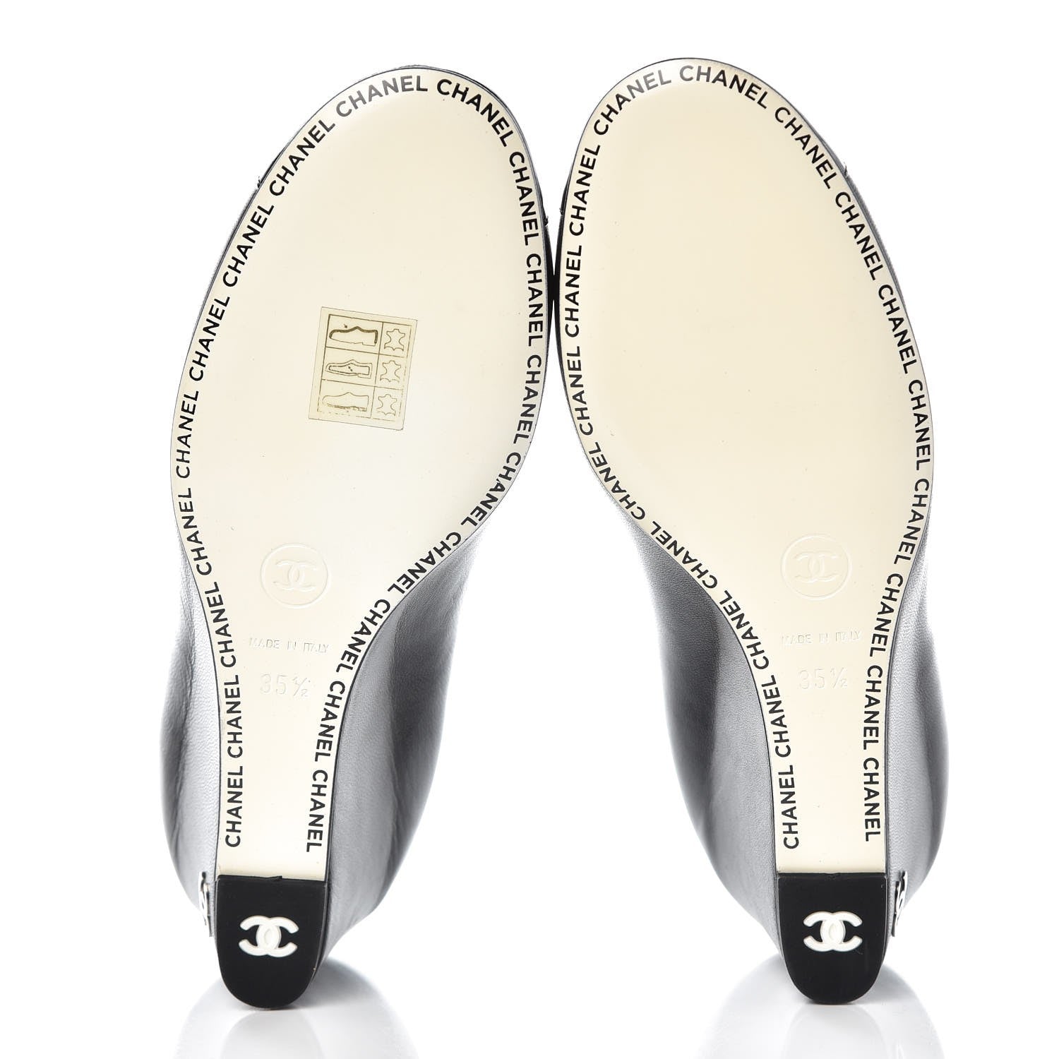 Chanel Lambskin Patent Cap Toe Wedges 35.5 Black 5 of 8