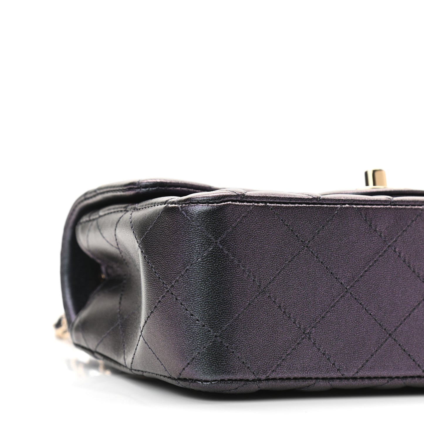 Iridescent Lambskin Quilted Mini Rectangular Flap Black