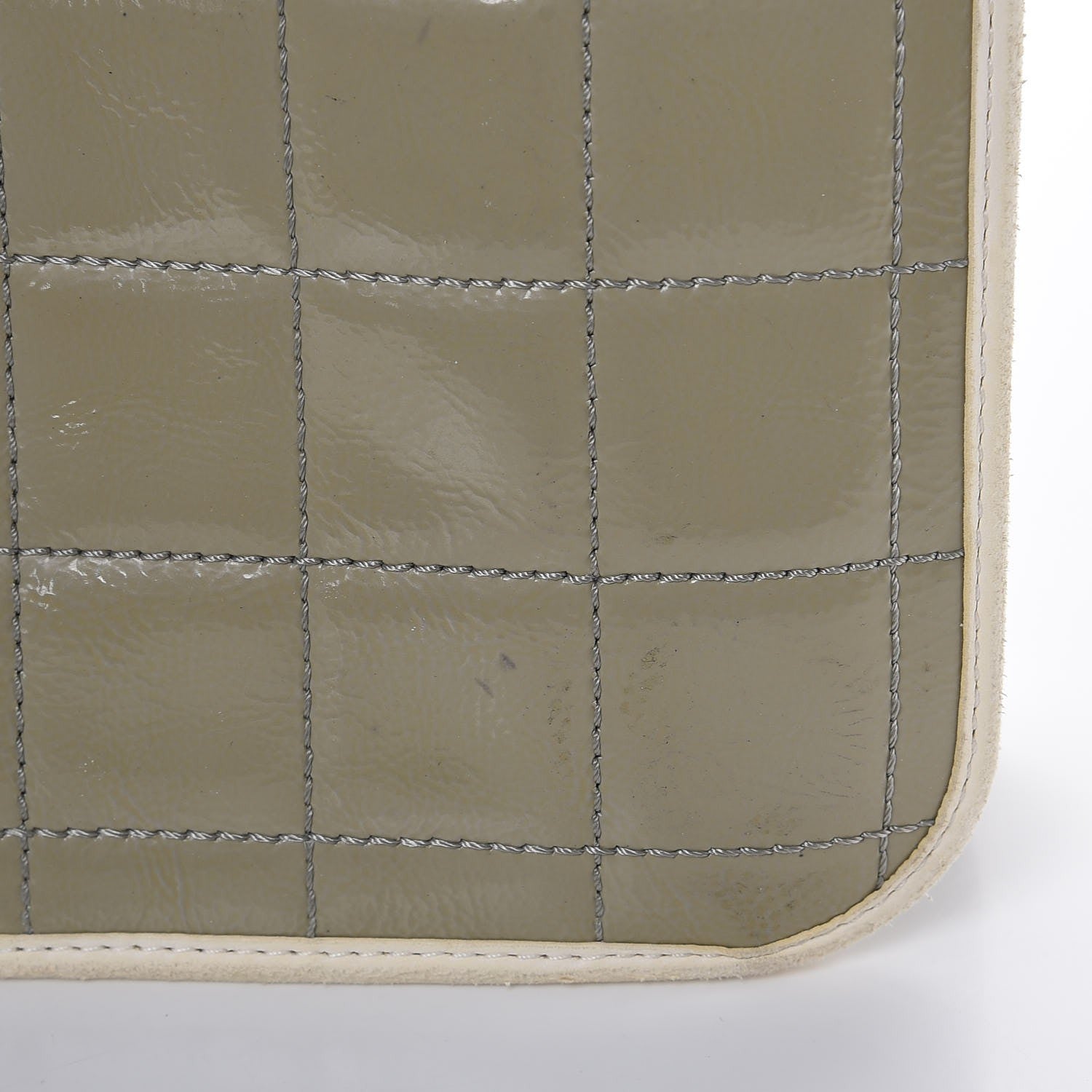 Chanel Patent Chocolate Bar Quilted Tote Khaki Beige 20 of 22