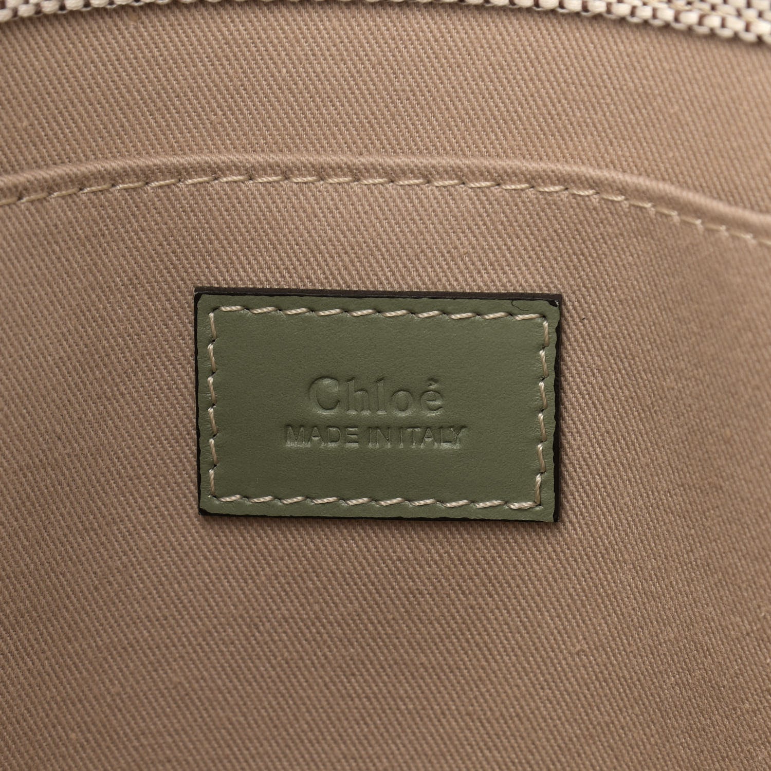 Chloe Cotton Calfskin Medium Woody Ribbon Tote White Green 6 of 9