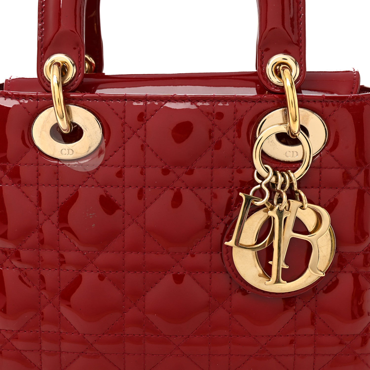 Christian Dior Patent Cannage Small Lady Dior Cherry Red 8 of 10