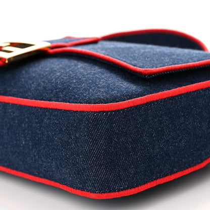 Fendi Denim Large Baguette Blue Rosso 10 of 12